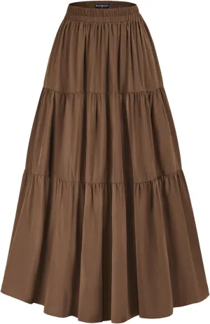 Scarlet Darkness Maxi Long Skirts for Women Summer Flowy Renaissance Skirt with Pockets