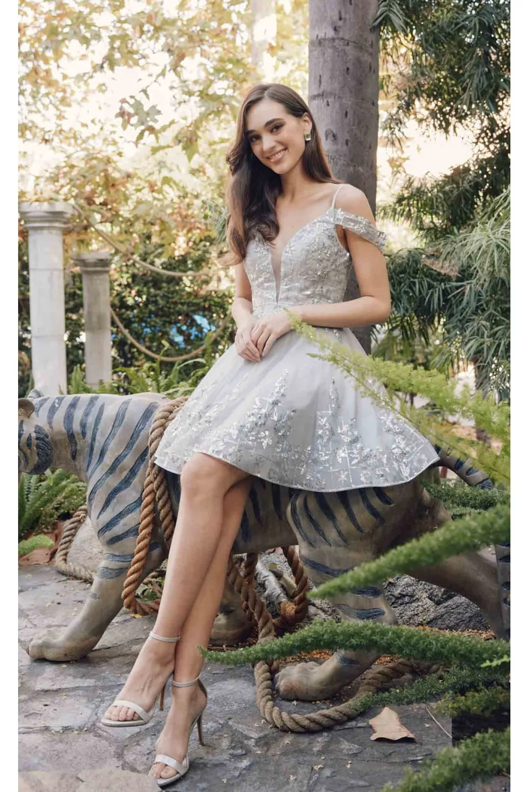 Silver Bridesmaid Dresses-Inexpensive Short Cold Shoulder Juliet 903
