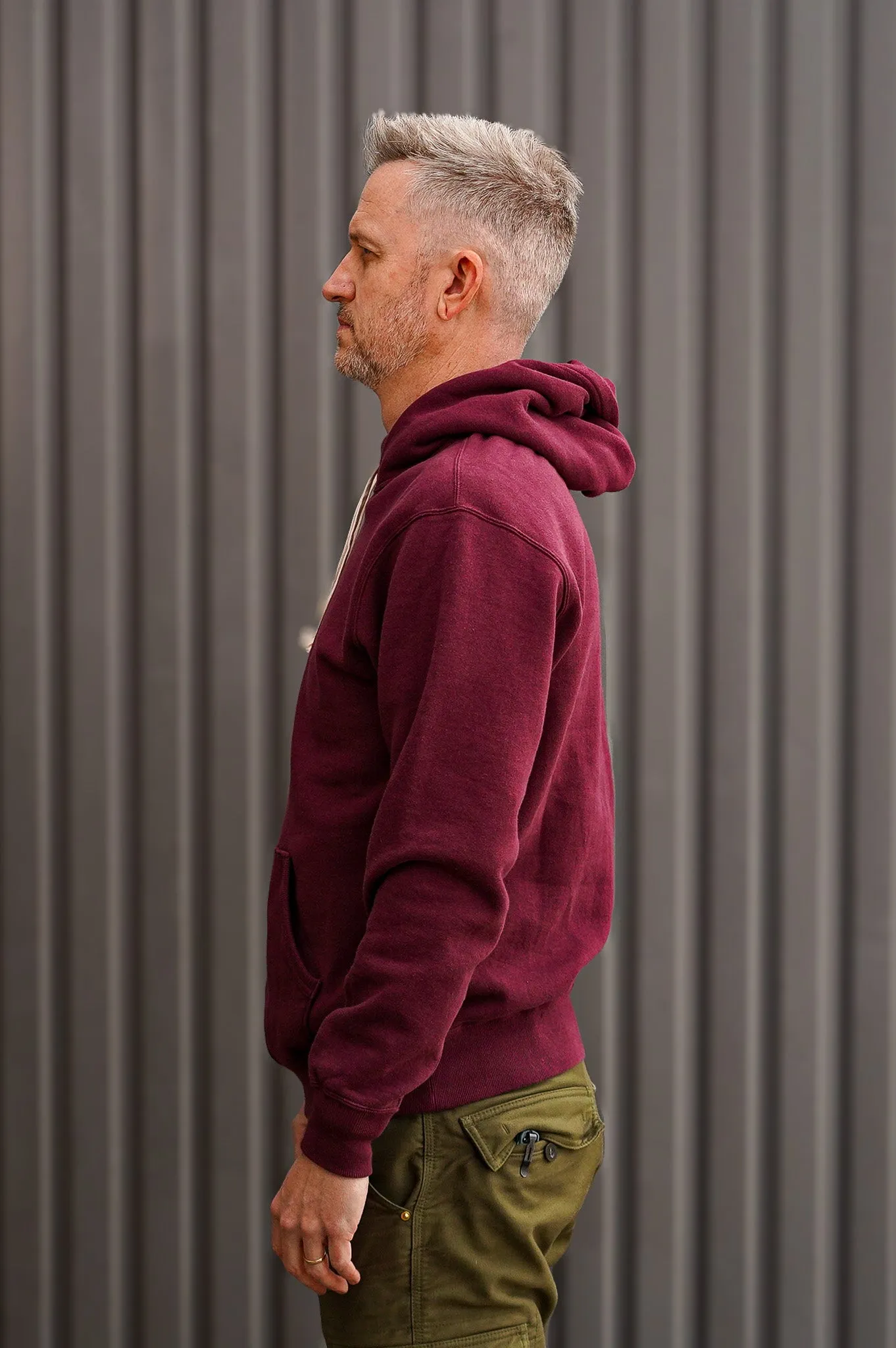The Flat Head FN-SWP-301 Loopwheel Hooded Sweatshirt - Burgundy
