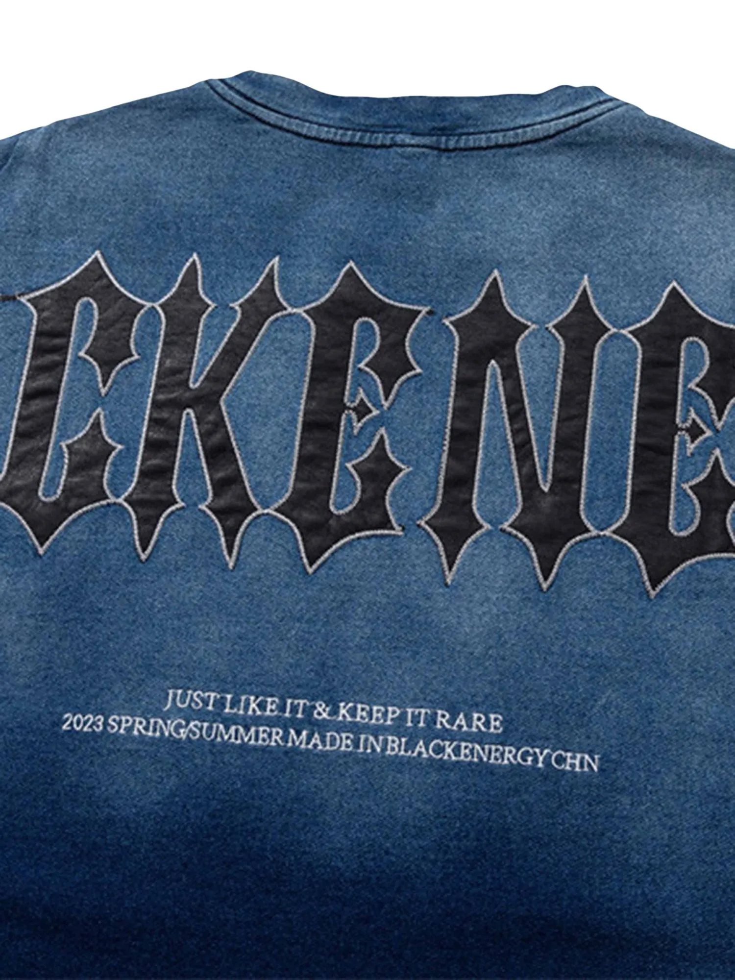 Thesupermade Tie-dye Gradient Letter Embroidery T-shirt - 1542