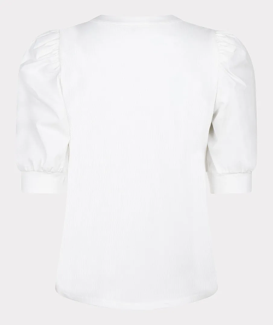 Top with Woven Balloon Sleeves