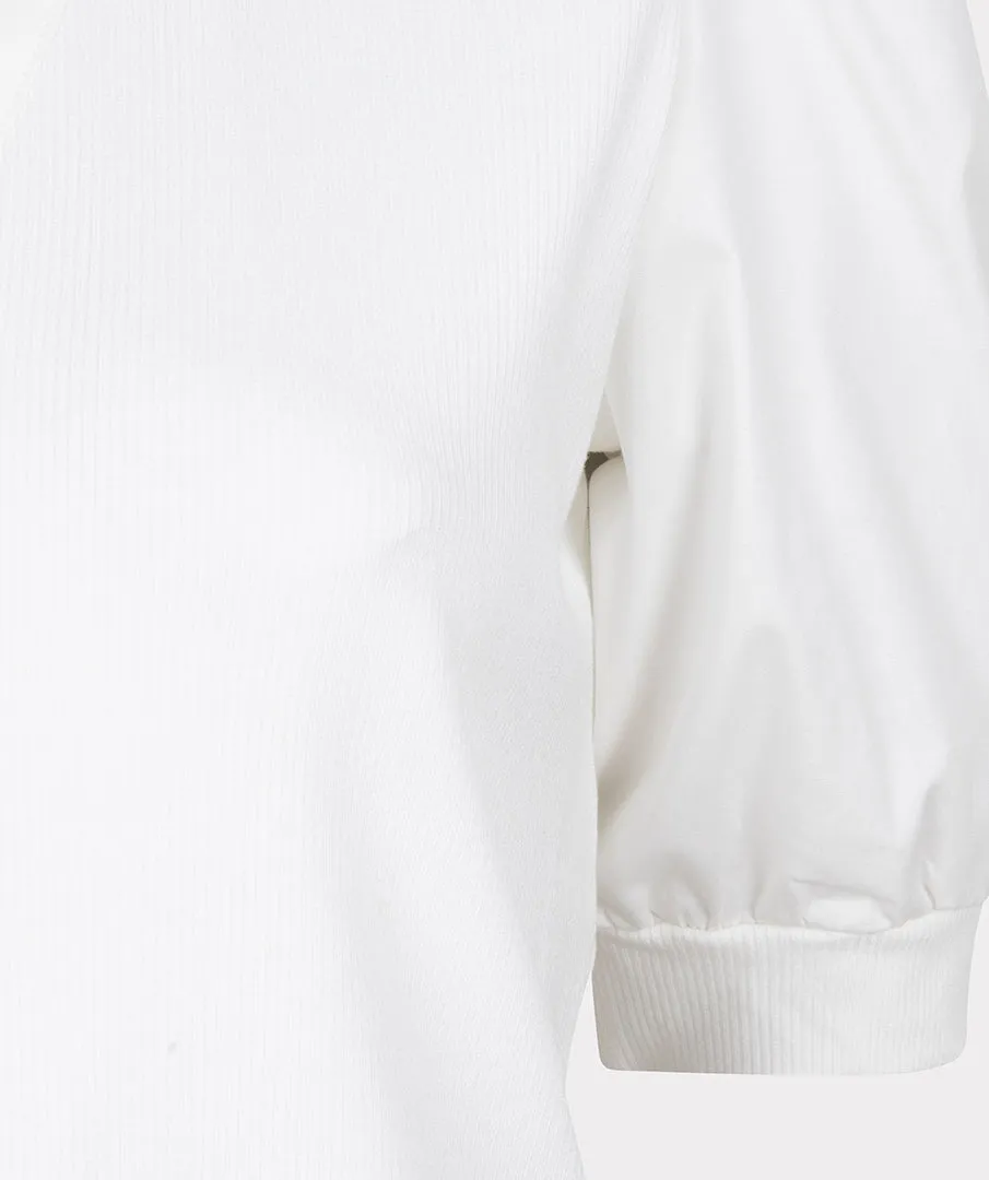 Top with Woven Balloon Sleeves