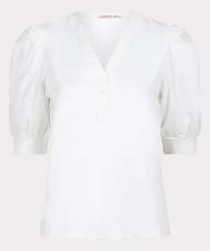 Top with Woven Balloon Sleeves