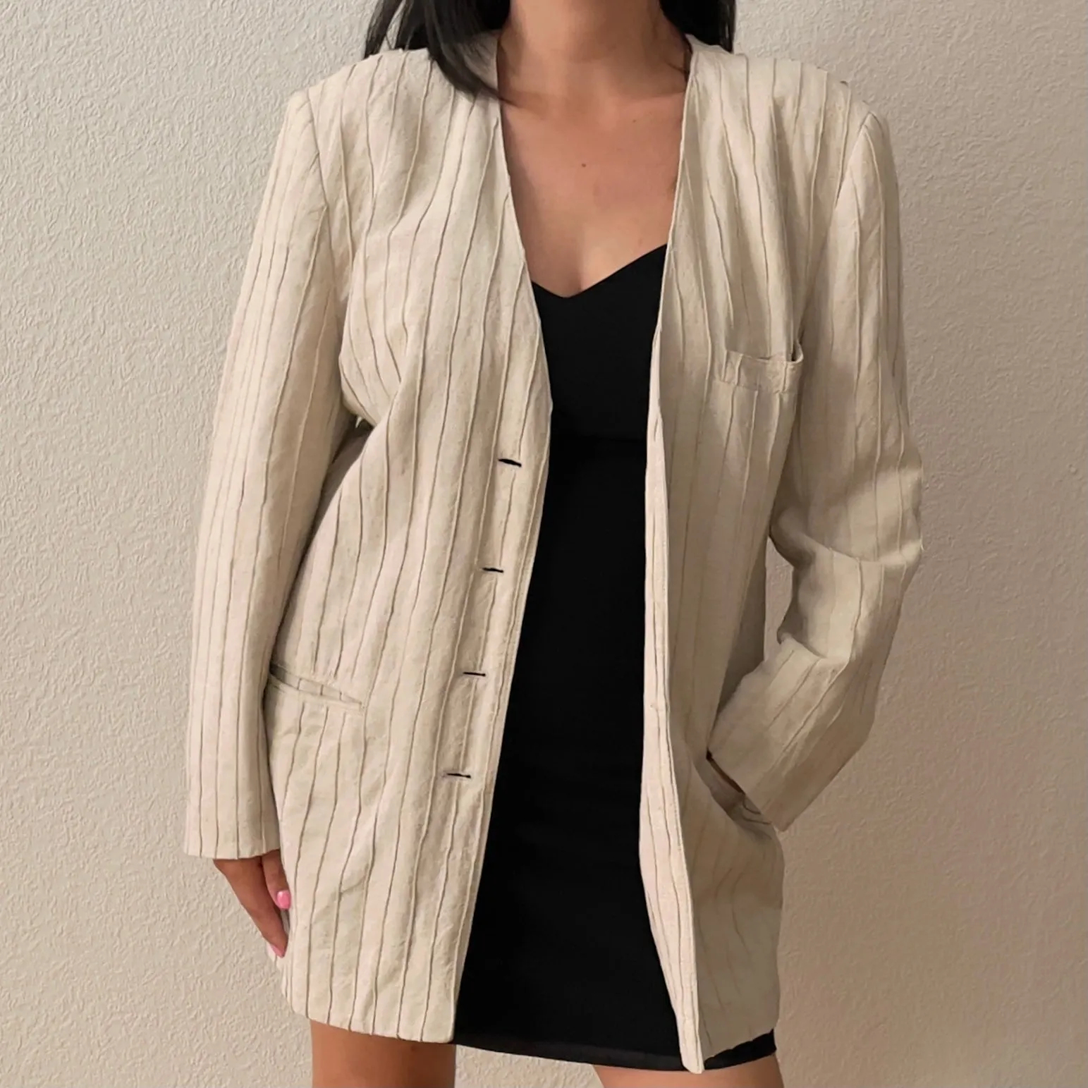 Vintage Cotton-Linen Blend Blazer