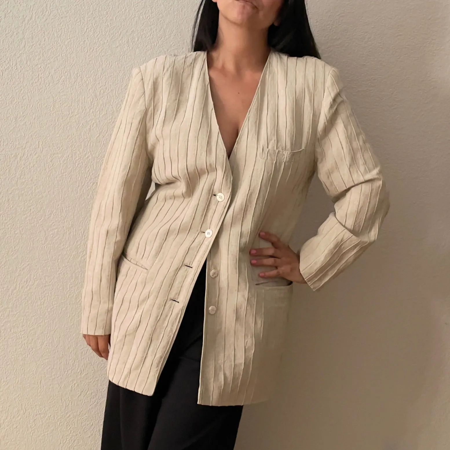 Vintage Cotton-Linen Blend Blazer