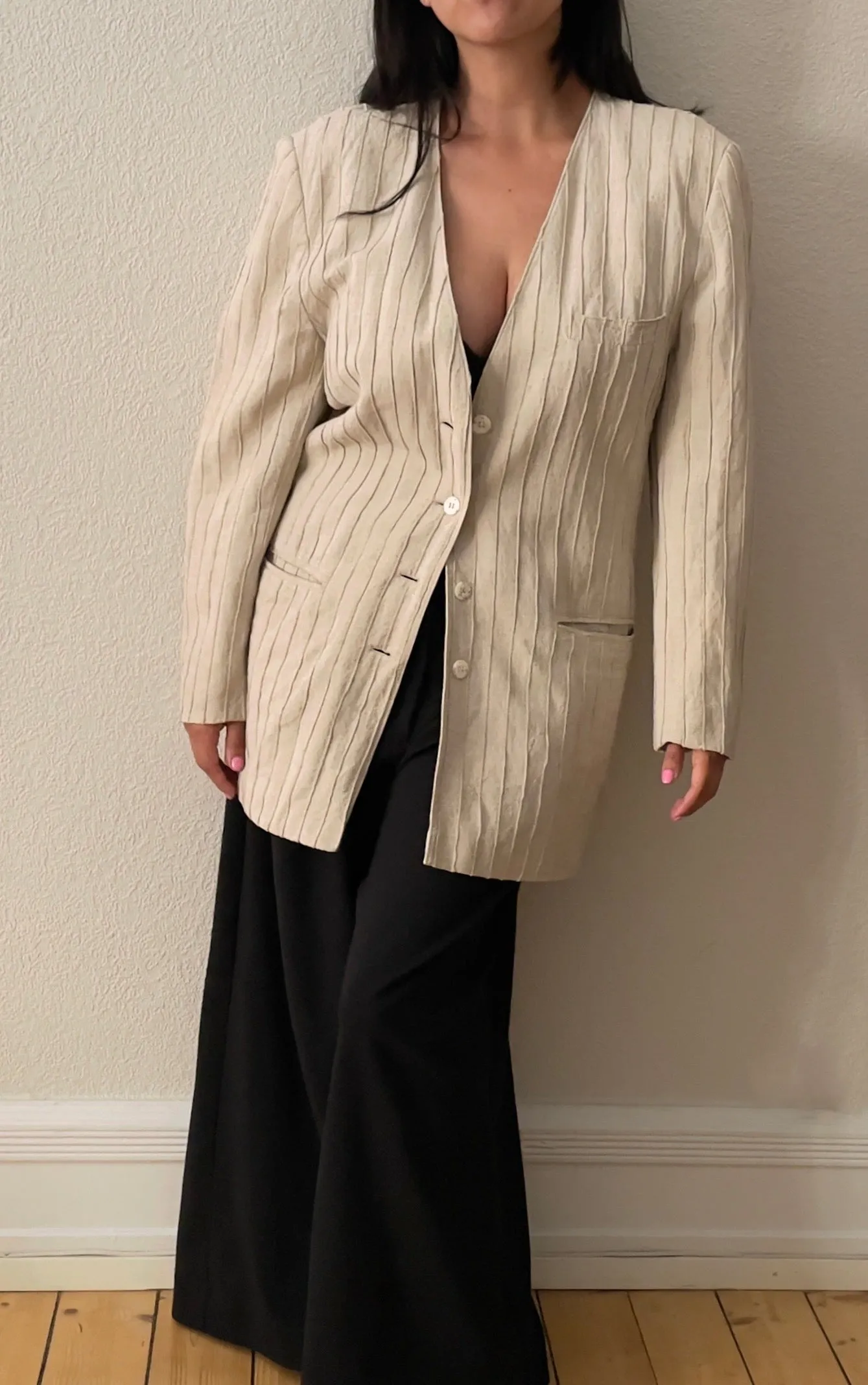 Vintage Cotton-Linen Blend Blazer