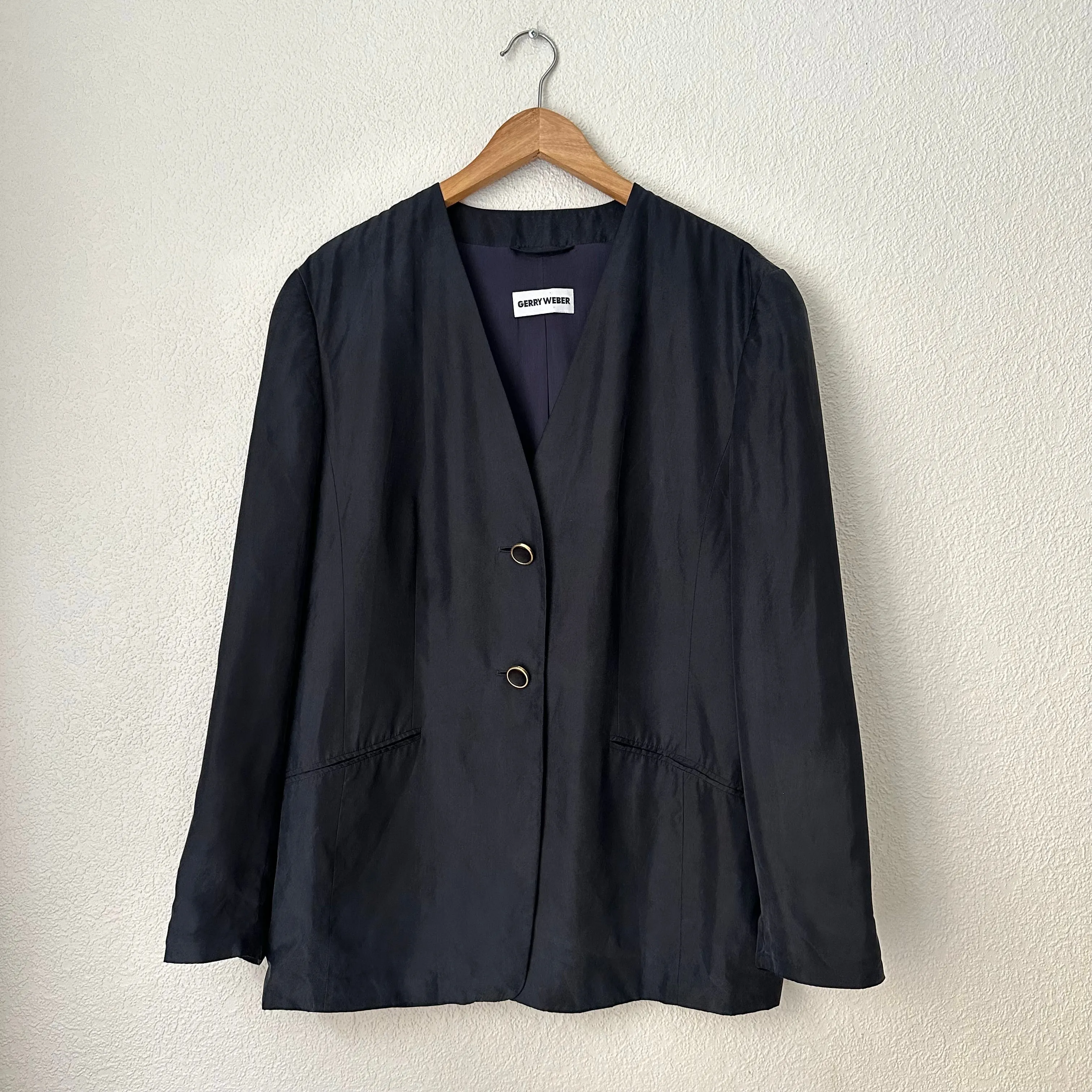 Vintage Dark Blue Silk Blazer
