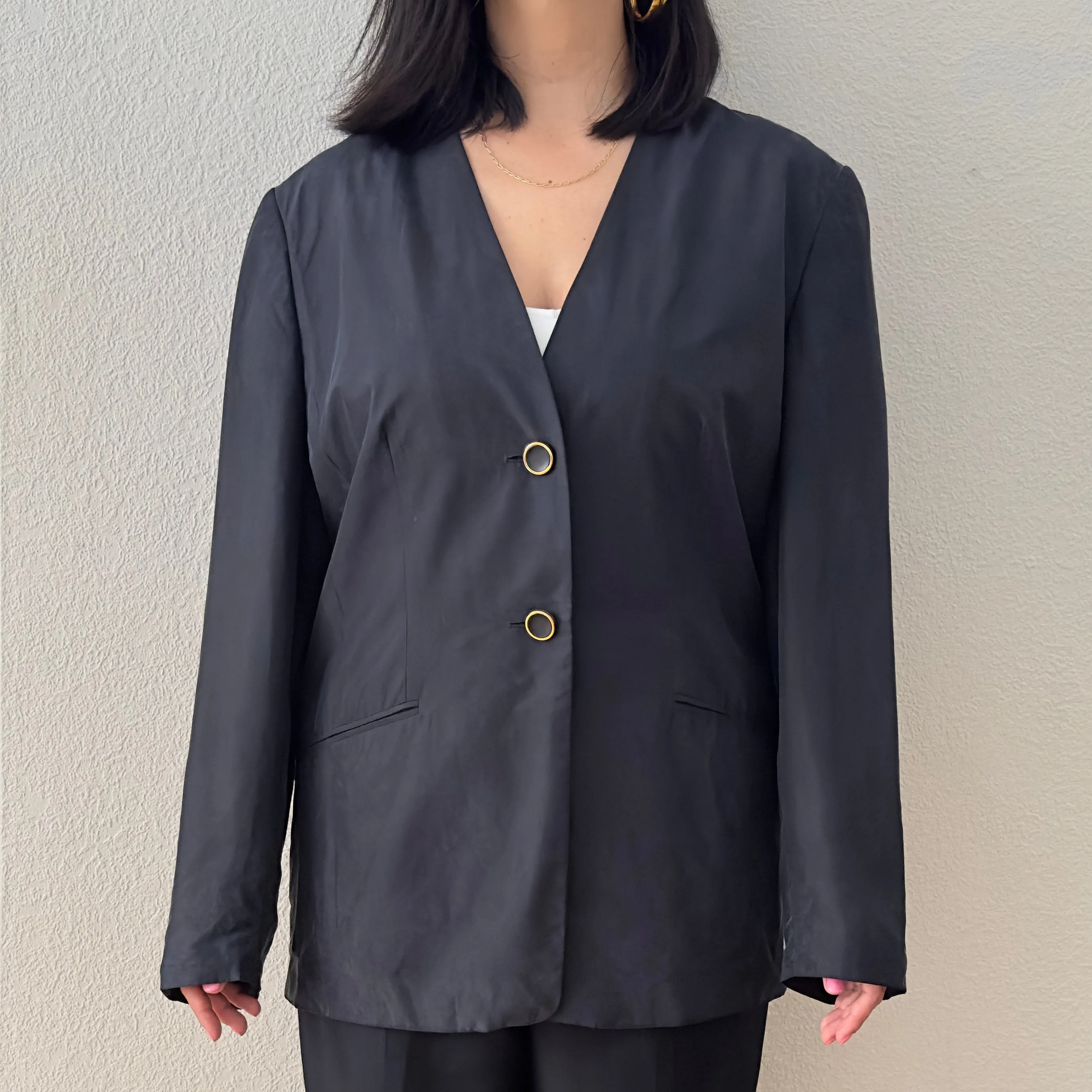Vintage Dark Blue Silk Blazer