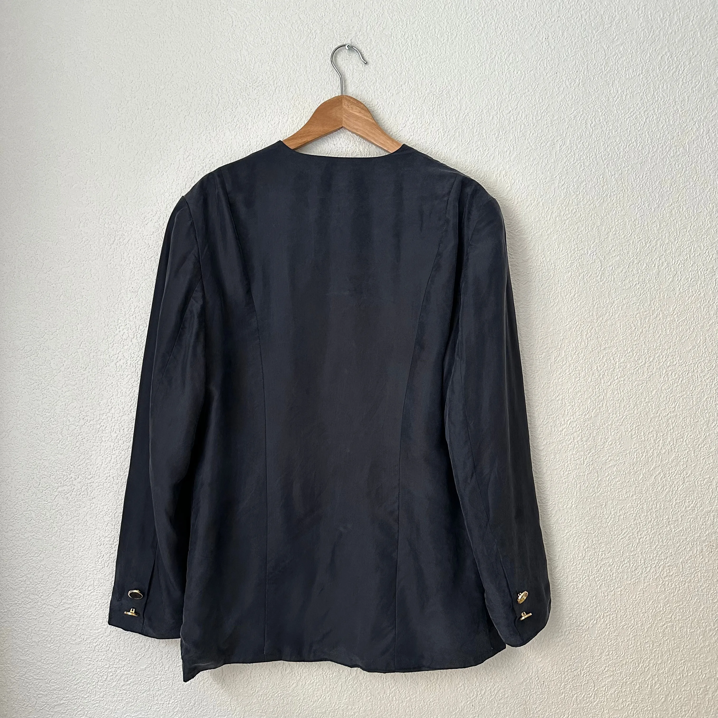 Vintage Dark Blue Silk Blazer