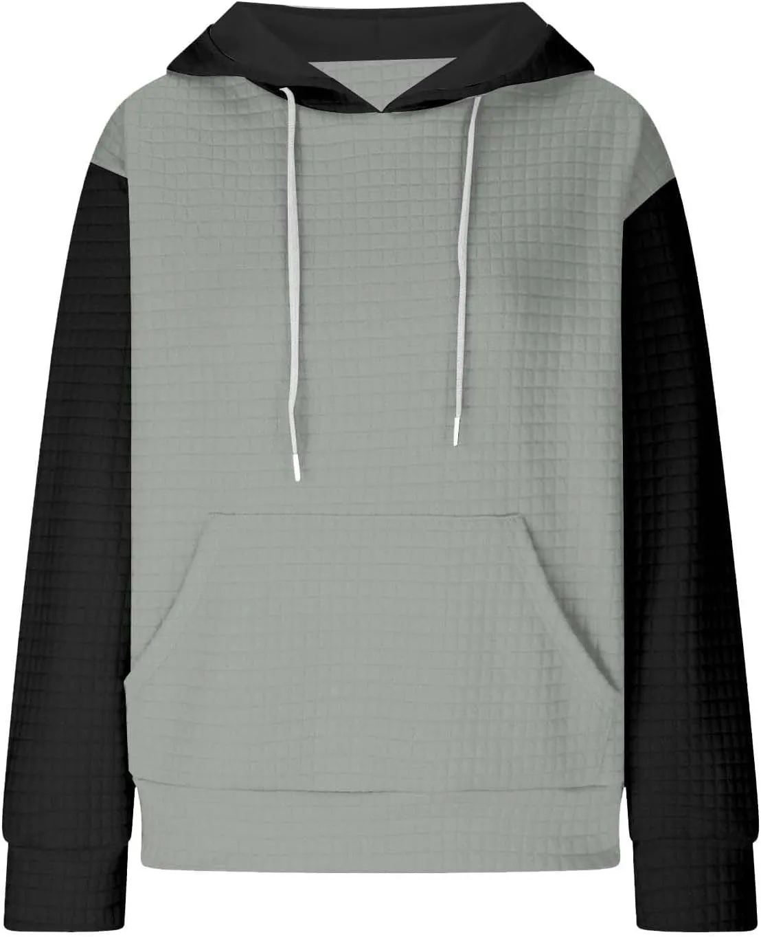Waffle Hoodies for Women Oversized Hooded Sweatshirts Long Sleeve Color Block Pullover Tops with Pocket