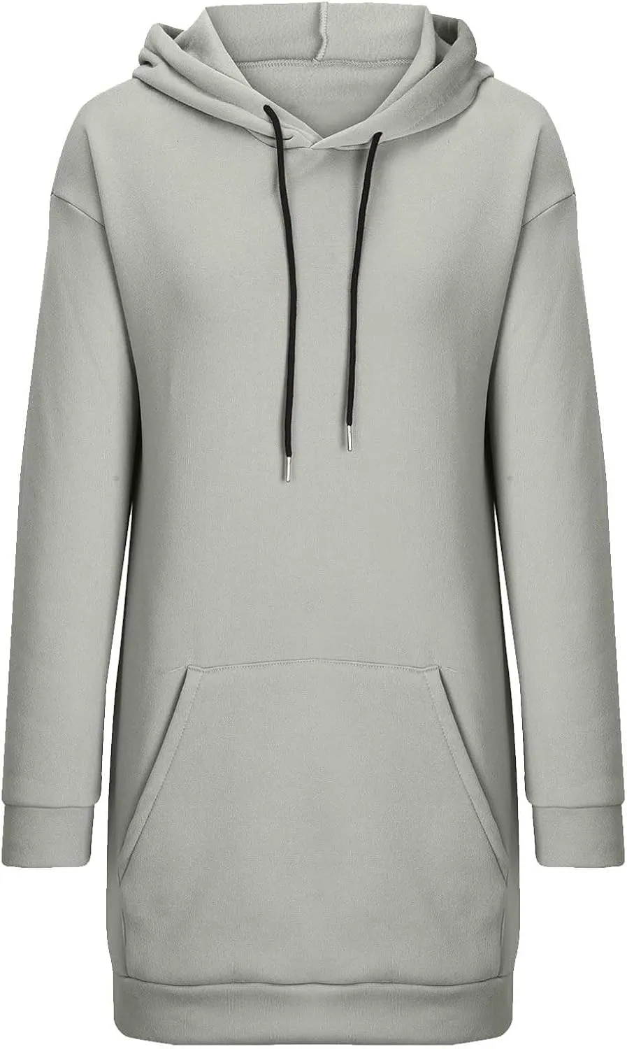 Women Hoodie Dress Solid Sweatshirt Long Sleeve Drawstring Hooded Pullover Winter Trendy Sport Dress with Pockets