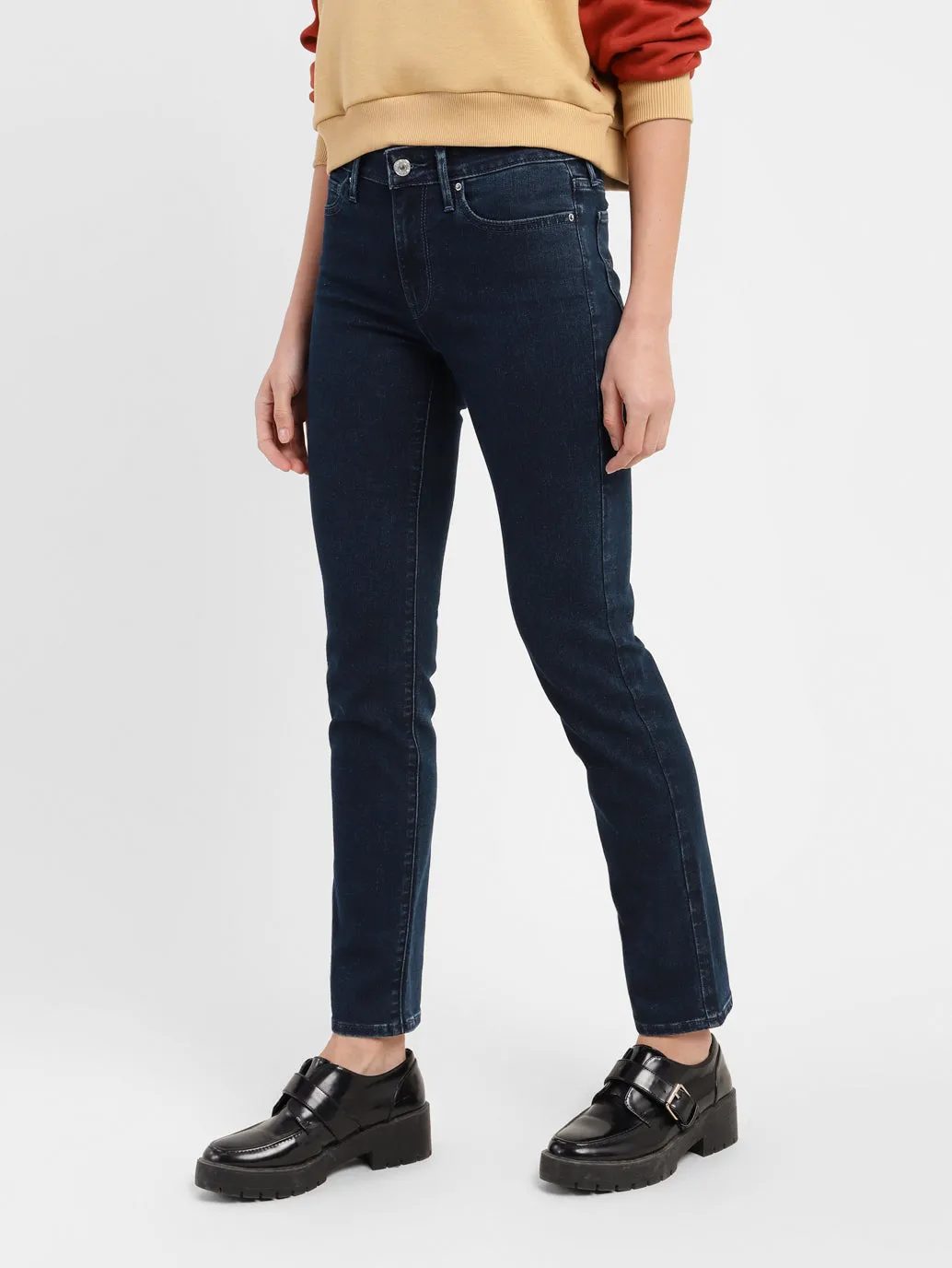 Women's 712 Blue Slim Fit Mid Rise Jeans