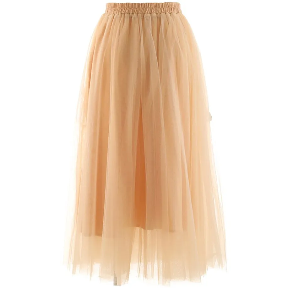 Women's Apricot Mesh Skirt