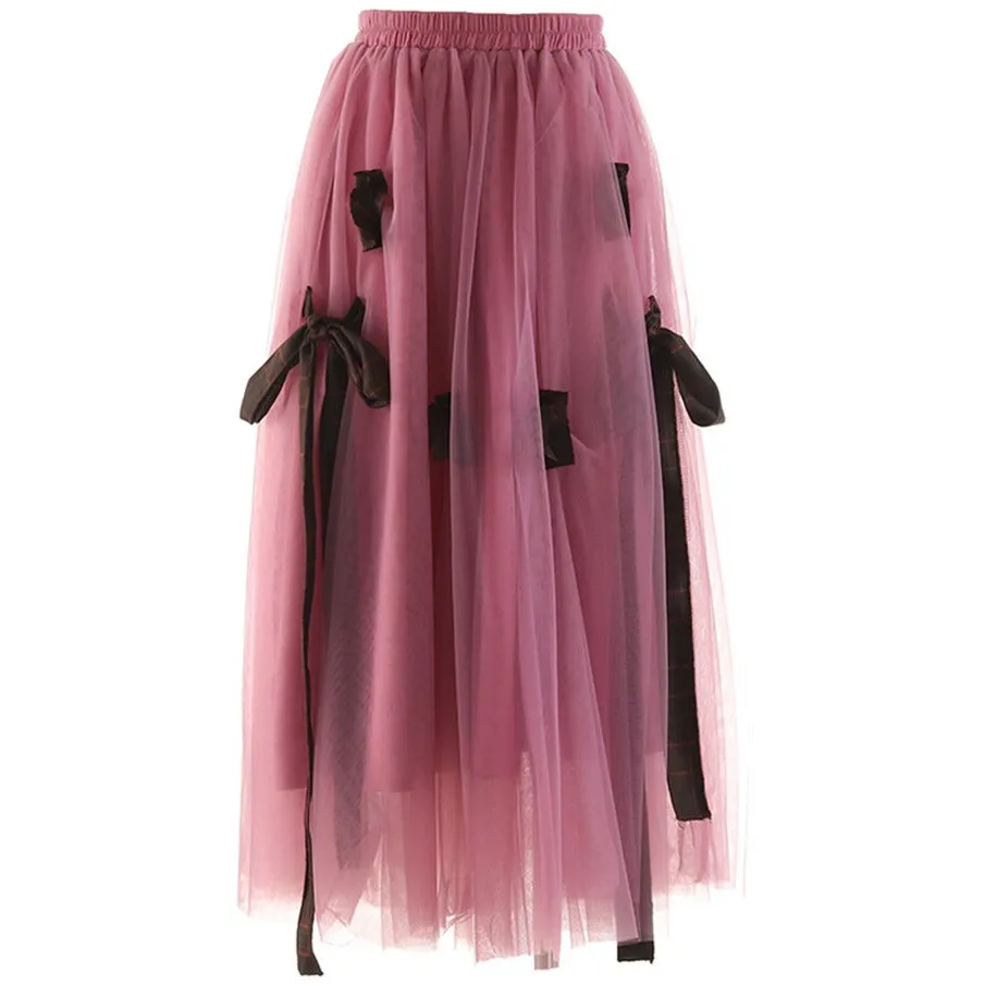 Women's Apricot Mesh Skirt