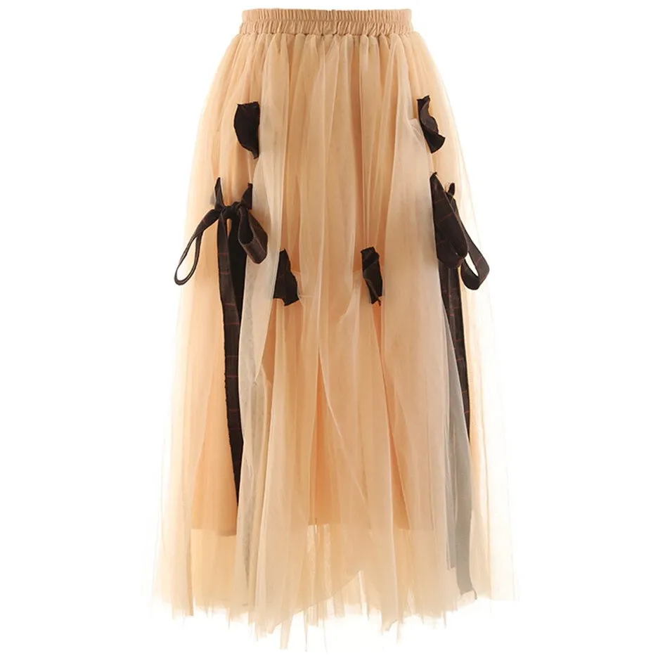 Women's Apricot Mesh Skirt