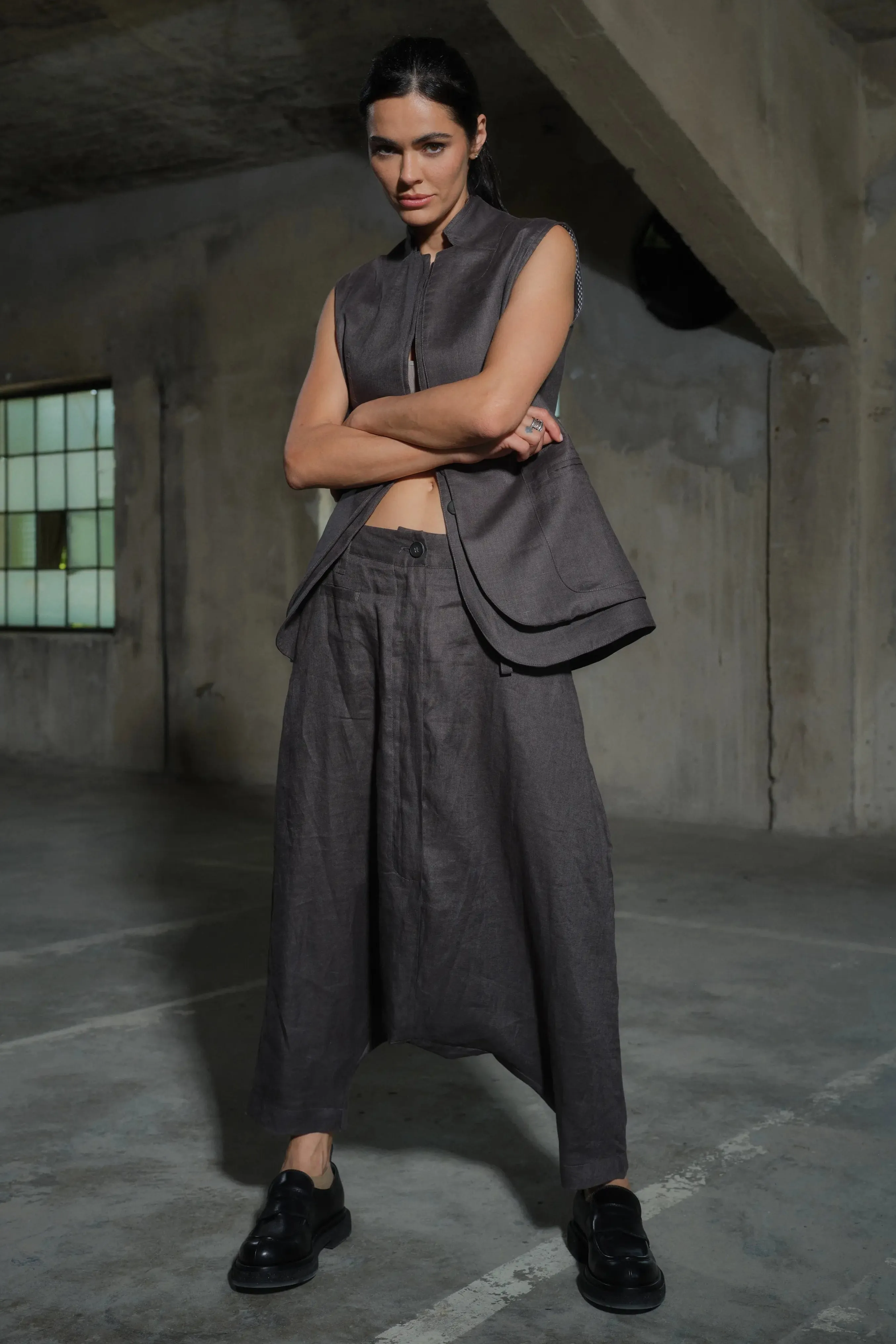 Women's Avant-Garde Double Lapel Linen Blazer