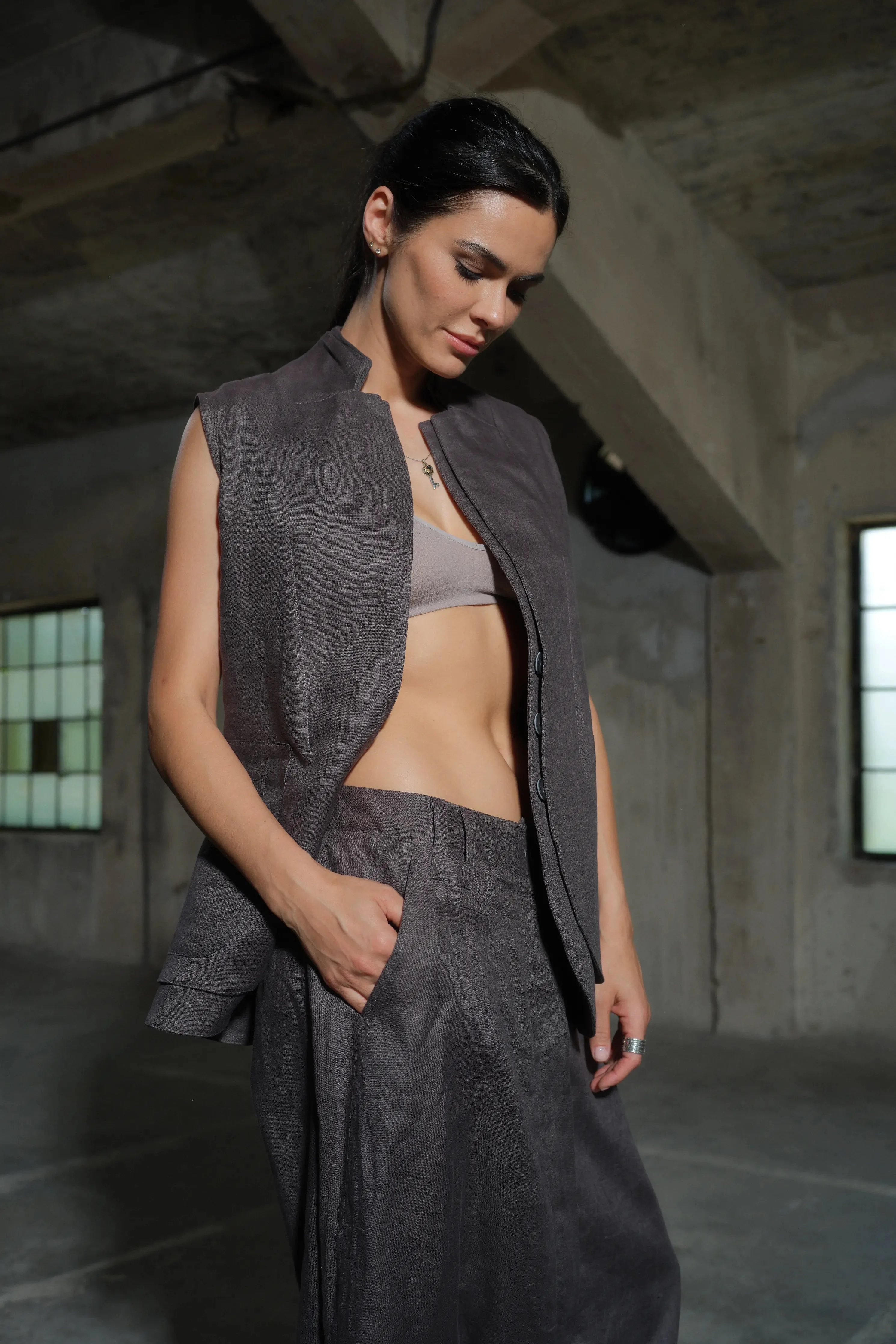Women's Avant-Garde Double Lapel Linen Blazer