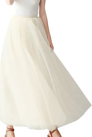 Womens Skirt Tulle Tutu Skirt Pleated Princess Midi Skirts Adult Tutu Dancing Party Evening Tulle Ankle Tennis