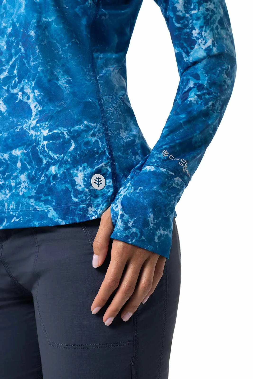 Women's Vented Paros Fishing Tee | Blue Water Print