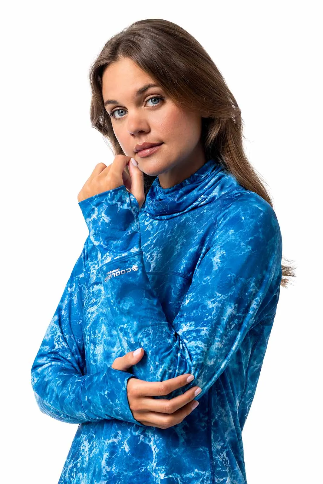 Women's Vented Paros Fishing Tee | Blue Water Print