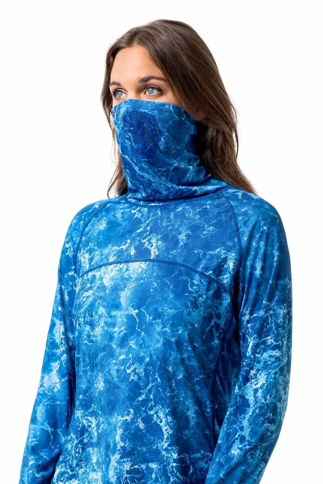 Women's Vented Paros Fishing Tee | Blue Water Print