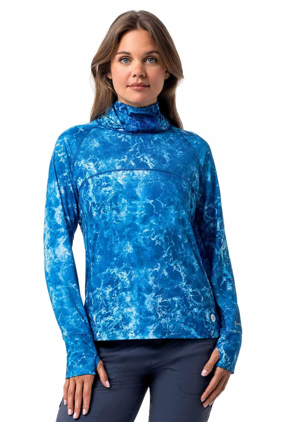 Women's Vented Paros Fishing Tee | Blue Water Print