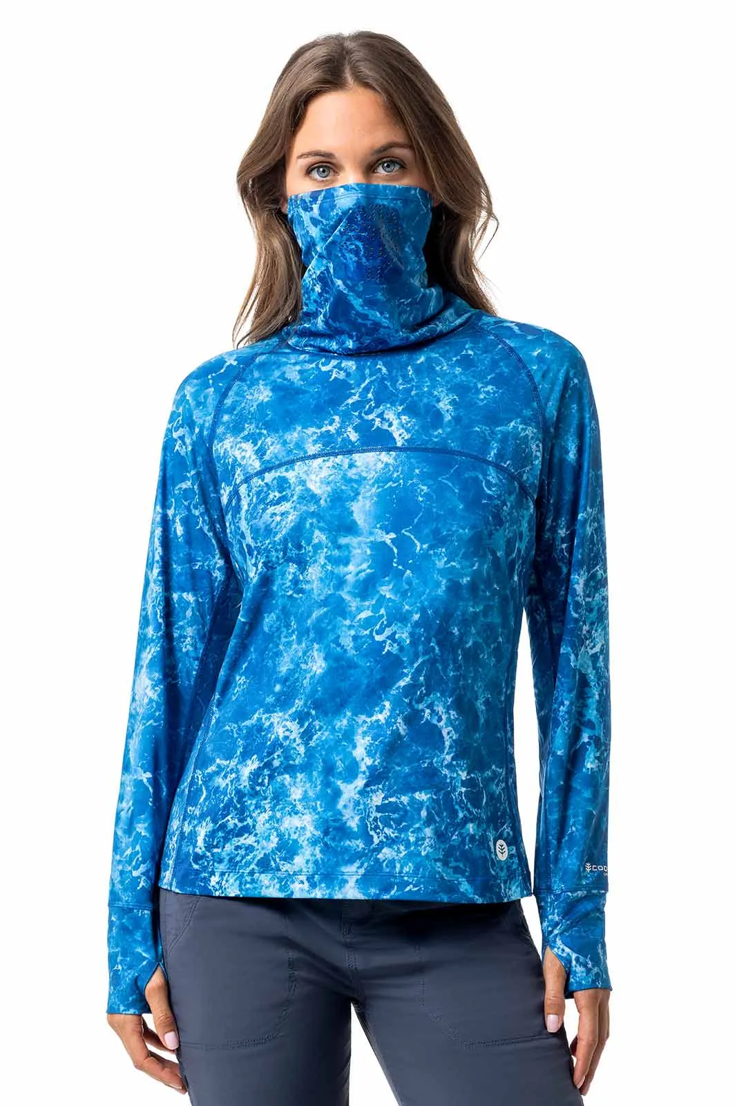 Women's Vented Paros Fishing Tee | Blue Water Print