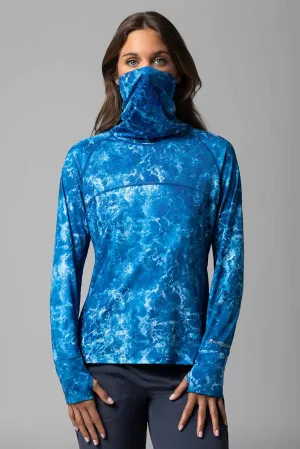 Women's Vented Paros Fishing Tee | Blue Water Print