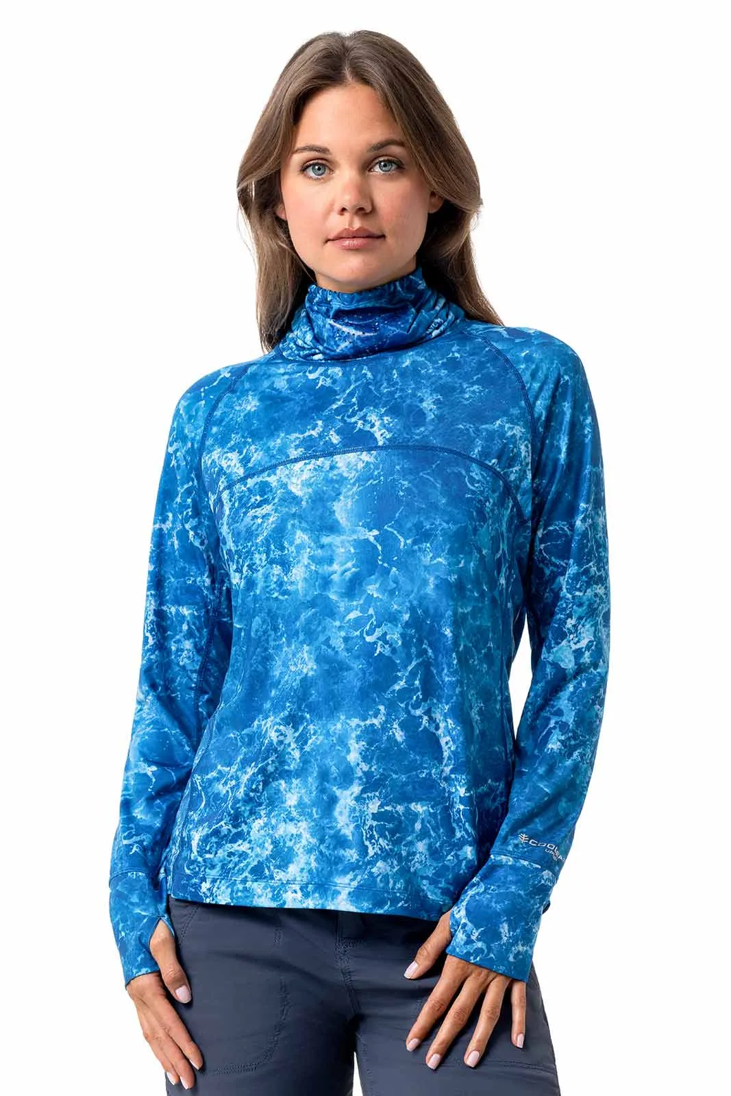 Women's Vented Paros Fishing Tee | Blue Water Print